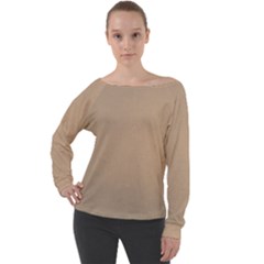 Background-mocca Off Shoulder Long Sleeve Velour Top by nateshop