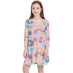 Ice-cream Kids  Quarter Sleeve Skater Dress by nateshop