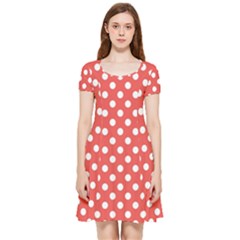 Polka-dots-red White,polkadot Inside Out Cap Sleeve Dress by nateshop