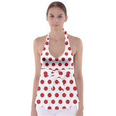 Polka-dots-white Red Babydoll Tankini Top by nateshop