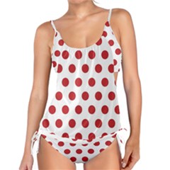 Polka-dots-white Red Tankini Set by nateshop