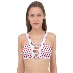 Polka-dots-white Red Cage Up Bikini Top by nateshop