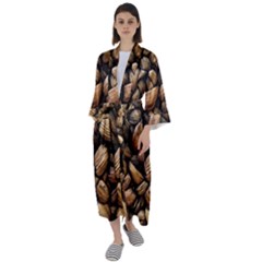 Coffe Maxi Satin Kimono by nateshop