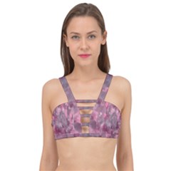 Abstract-pink Cage Up Bikini Top by nateshop