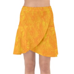 Background-yellow Wrap Front Skirt by nateshop