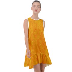 Background-yellow Frill Swing Dress by nateshop