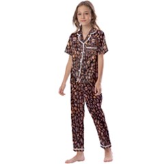 Coffee Beans Food Texture Kids  Satin Short Sleeve Pajamas Set by artworkshop