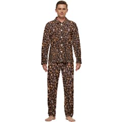 Coffee Beans Food Texture Men s Long Sleeve Velvet Pocket Pajamas Set by artworkshop