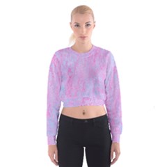  Texture Pink Light Blue Cropped Sweatshirt by artworkshop