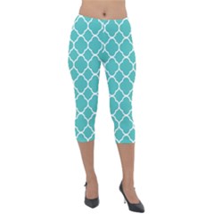 Quatrefoil Lightweight Velour Capri Leggings  by nateshop