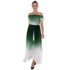 Watercolor-green White Off Shoulder Open Front Chiffon Dress by nateshop