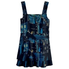 Cartoon Starry Night Vincent Van Gofh Kids  Layered Skirt Swimsuit by Jancukart