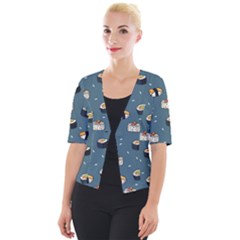 Sushi Pattern Cropped Button Cardigan by Jancukart