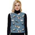 Sushi Pattern Women s Short Button Up Puffer Vest View1