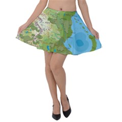 Grand Duchy Of Valderin Fantasy Map Velvet Skater Skirt by Amaryn4rt