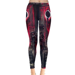 Stranger Things Fantasy Dark  Red Inside Out Leggings by Amaryn4rt