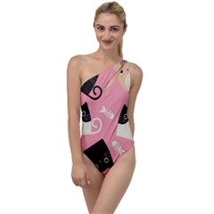 Cat Pattern Backgroundpet To One Side Swimsuit by Amaryn4rt