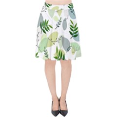 Leaves Foliage Pattern Abstract Velvet High Waist Skirt by Amaryn4rt