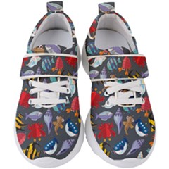 Sea Animals Pattern Wallpaper Fish Kids  Velcro Strap Shoes by Amaryn4rt