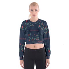 Merry Christmas Holiday Pattern  Cropped Sweatshirt by artworkshop