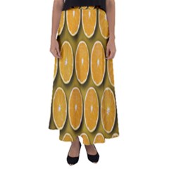 Orange Slices Cross Sections Pattern Flared Maxi Skirt by artworkshop