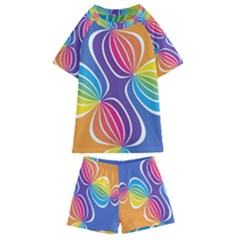 Illustration Abstract Background Pattern Rainbow Color Kids  Swim Tee And Shorts Set by Wegoenart