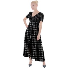 Illustration  Dots Dot Geometric Pattern Digital Art Button Up Short Sleeve Maxi Dress by Wegoenart