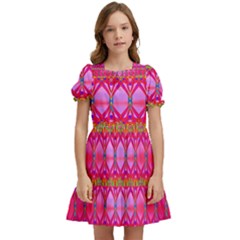 Pink Mirrors Kids  Puff Sleeved Dress by Thespacecampers