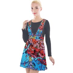 Graffiti-wall-mural-painting-arts Plunge Pinafore Velour Dress by Simbadda