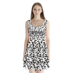 Black And White Leopard Print Jaguar Dots Split Back Mini Dress  by ConteMonfrey