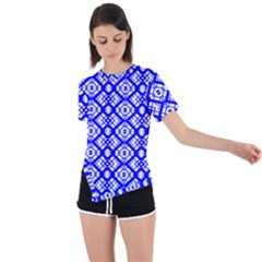 Portuguese Tiles Vibes Plaids Asymmetrical Short Sleeve Sports Tee by ConteMonfrey