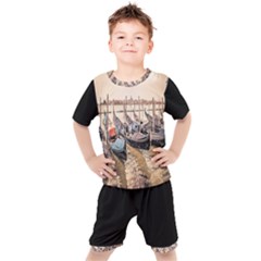 Black Several Boats - Colorful Italy  Kids  Tee And Shorts Set by ConteMonfrey