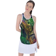 Chameleon Reptile Lizard Animal Racer Back Mesh Tank Top by Wegoenart