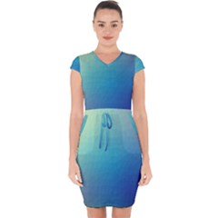 Color-bubbly Capsleeve Drawstring Dress  by nateshop