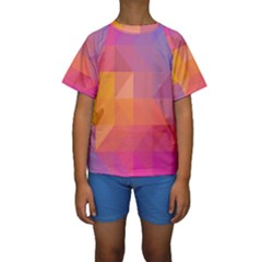 Illustration Geometric Pattern Design Graphic Kids  Short Sleeve Swimwear by Wegoenart