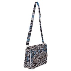 Embroidered Symmetry Shoulder Bag With Back Zipper by kaleidomarblingart