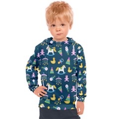 Cute Babies Toys Seamless Pattern Kids  Hooded Pullover by Vaneshart