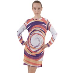 Illustration Colorful Yellow Purple Orange Long Sleeve Hoodie Dress by Wegoenart