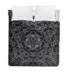 Illustration Black White Rosette Mandala Ornament Wallpaper Duvet Cover Double Side (full/ Double Size) by Wegoenart