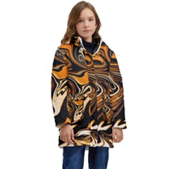 Illustration Abstract Pattern Modern Art Design Fantasy Surreal Kid s Hooded Longline Puffer Jacket by Wegoenart