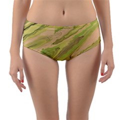 Green Pattern Texture Marble Reversible Mid-waist Bikini Bottoms by Wegoenart