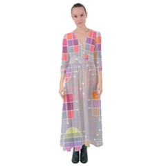 Illustration Pastel Shape Geometric Button Up Maxi Dress by Wegoenart