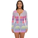 Illustration Pastel Shape Geometric Long Sleeve Boyleg Swimsuit View1