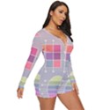 Illustration Pastel Shape Geometric Long Sleeve Boyleg Swimsuit View3