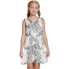 Im Fourth Dimension Black White 34 Kids  Sleeveless Tiered Mini Dress by imanmulyana