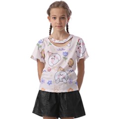 Chicken Dog Flower Sun Pattern Kids  Front Cut Tee by Sudhe