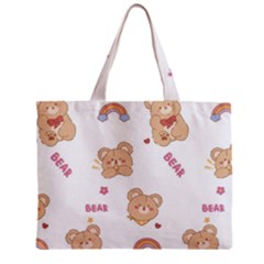 Illustrations Bear Cartoon Background Pattern Zipper Mini Tote Bag by Sudhe