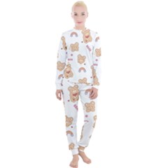 Illustrations Bear Cartoon Background Pattern Women s Lounge Set by Sudhe