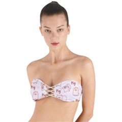 Pig Cartoon Background Pattern Twist Bandeau Bikini Top by Sudhe