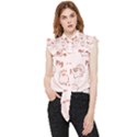 Pig Cartoon Background Pattern Frill Detail Shirt View1